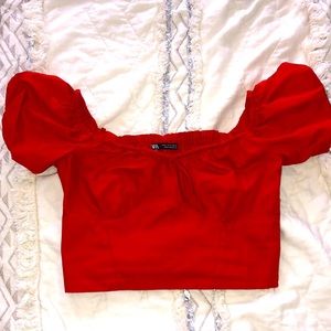 ZARA red crop top